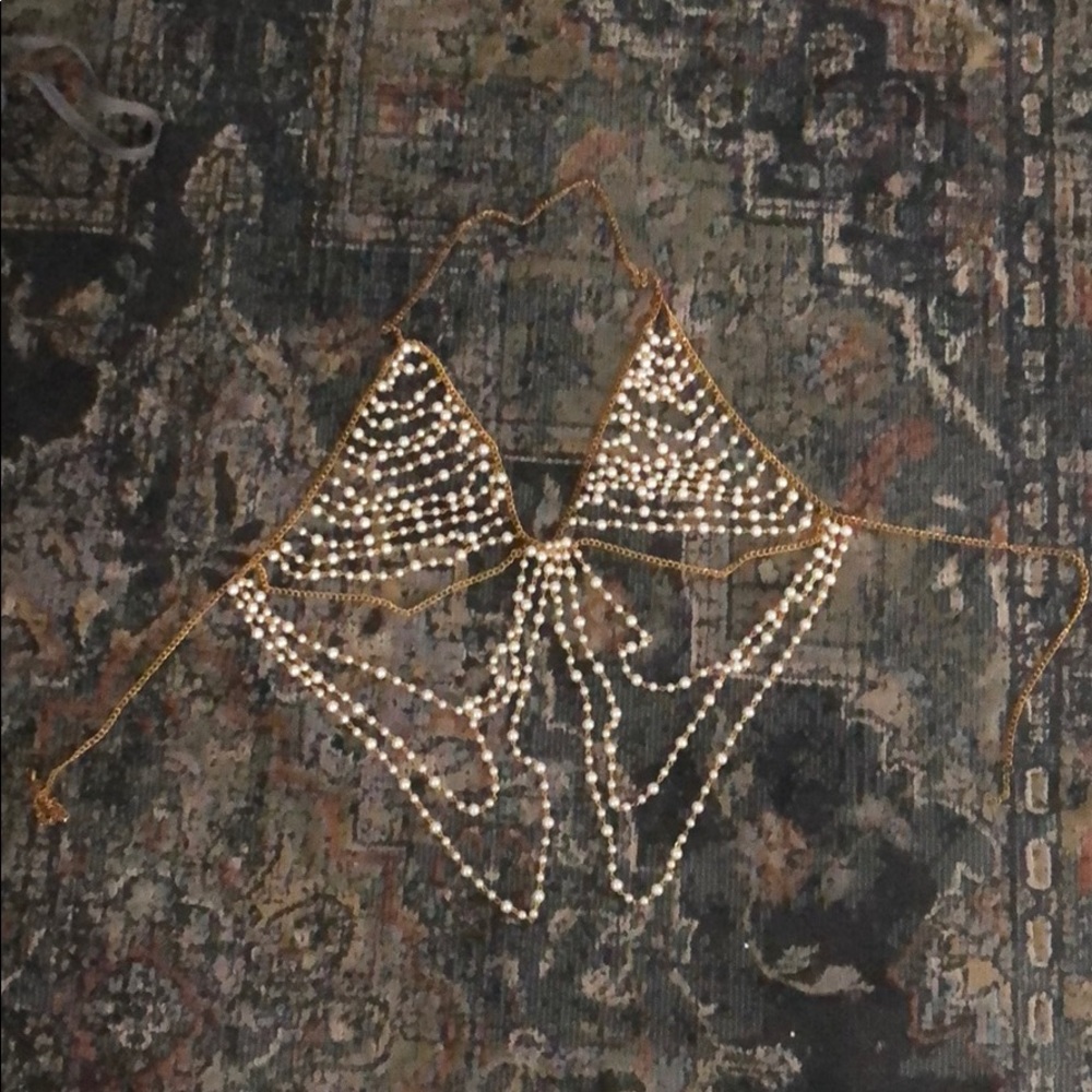 Pearl Metal Chain Bra